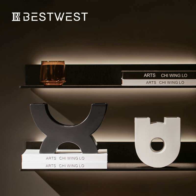 Best west 抽象创意艺术品酒柜电视柜书房书架样板房软装饰品摆件