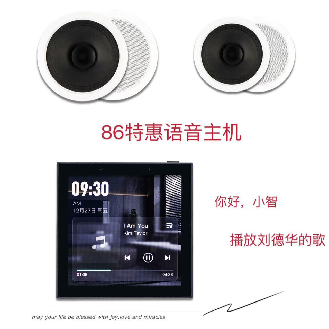 天籁背景音乐系统控制主机86型底盒家庭用同轴吸顶喇叭805l4套装