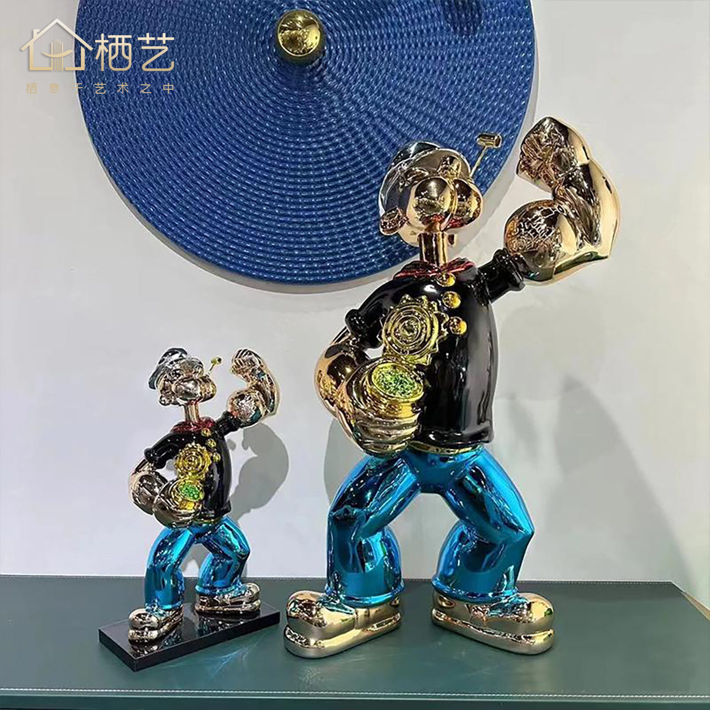 大力神水手玻璃纤维电镀软装饰卡通人物模型装饰创意摄影商业美女
