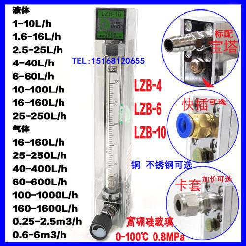 玻璃转子流量计LZB-10 LZB-6 LZB-4浮子流量计 余姚流量计 NBDC