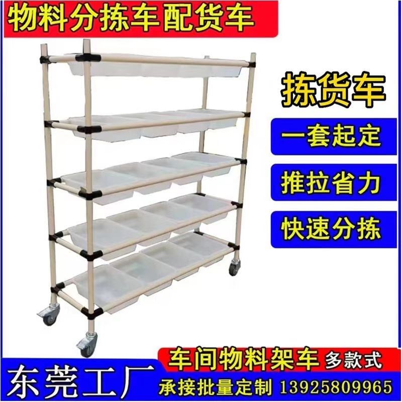 车间物料架可移动电商物流分拣配货车多层周转车静音轮仓库转运车