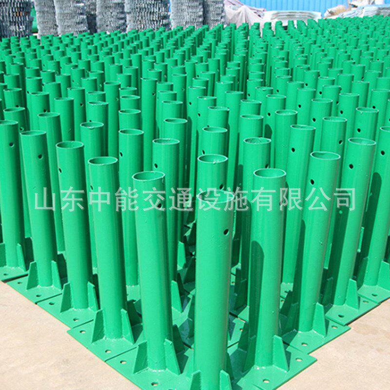 波形护栏圆立柱镀锌防撞设w施配件高速公路法兰立柱钢板防护立柱