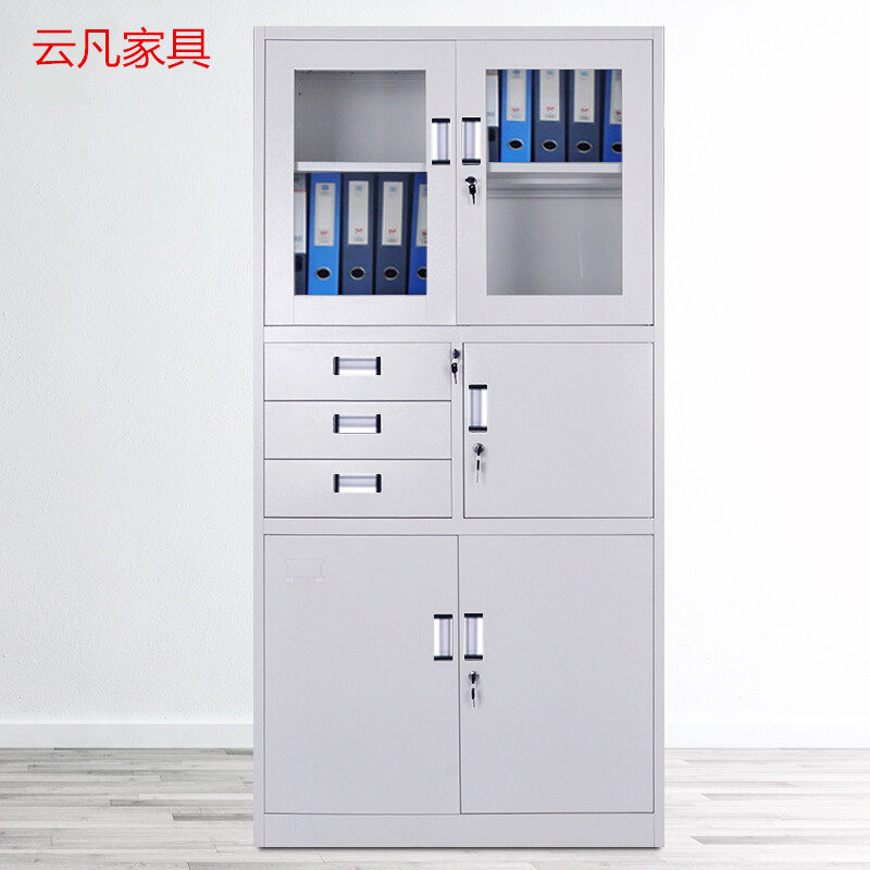 文件柜四门六门带锁员工储物柜办公柜宿舍铁皮更衣柜偏三屉