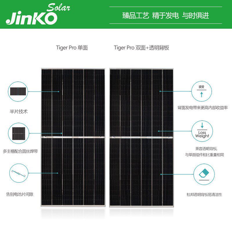 晶科550W570kW580W单玻N型太阳能光伏板单晶A级大功率发电质保齐