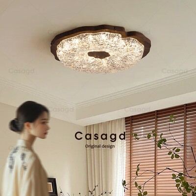 中古卧室吸顶灯美式复古书房灯金箔设计师南洋风主卧灯具casagd
