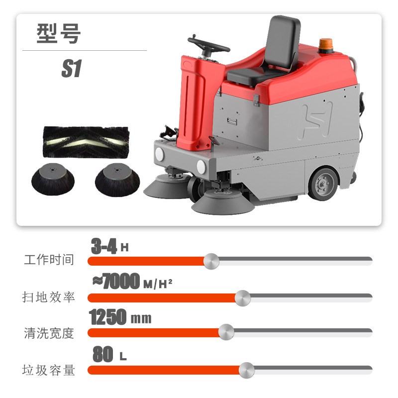 S1工业扫地机驾驶式电动扫地车清扫车工K厂马路户外道路环卫吸尘