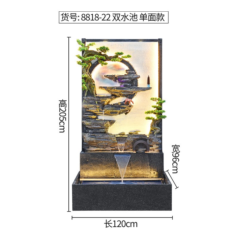大型水幕墙流水墙屏风p别墅假山庭院酒店公司大厅玄关风水招财摆