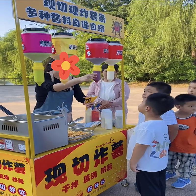 现切现炸薯条网红鲜炸大摆摊车愤怒薯片炸薯条中式户外油炸锅流动