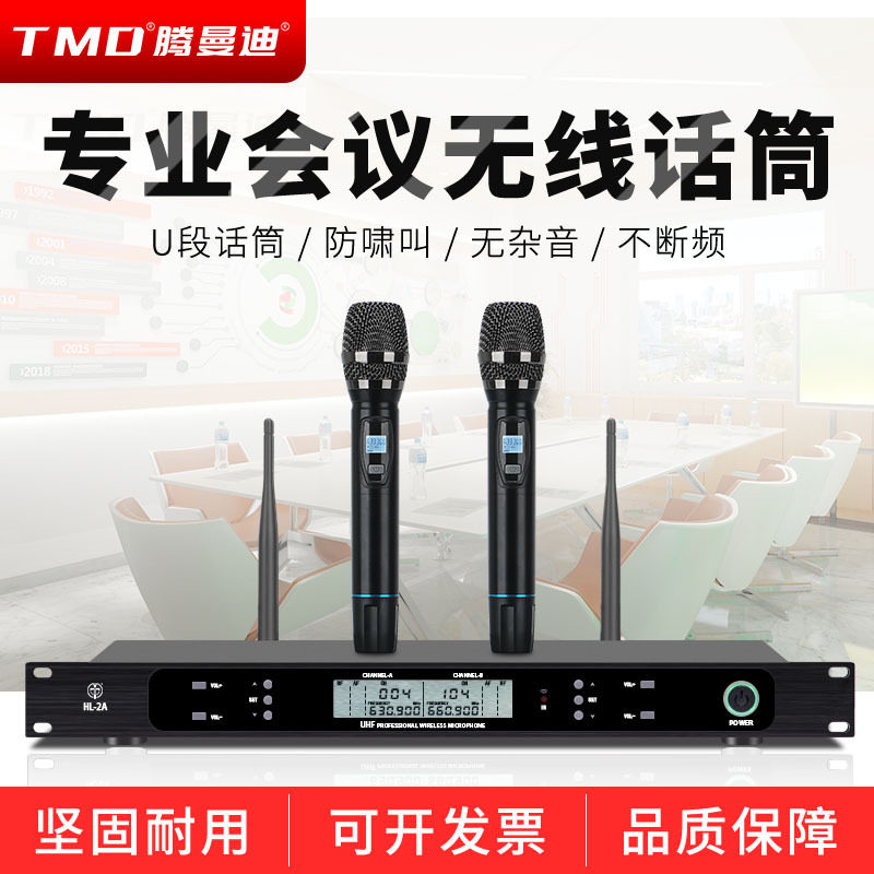 厂家直销HL-2A一拖二无线手持麦克风会议舞台演出婚庆家庭K歌话筒