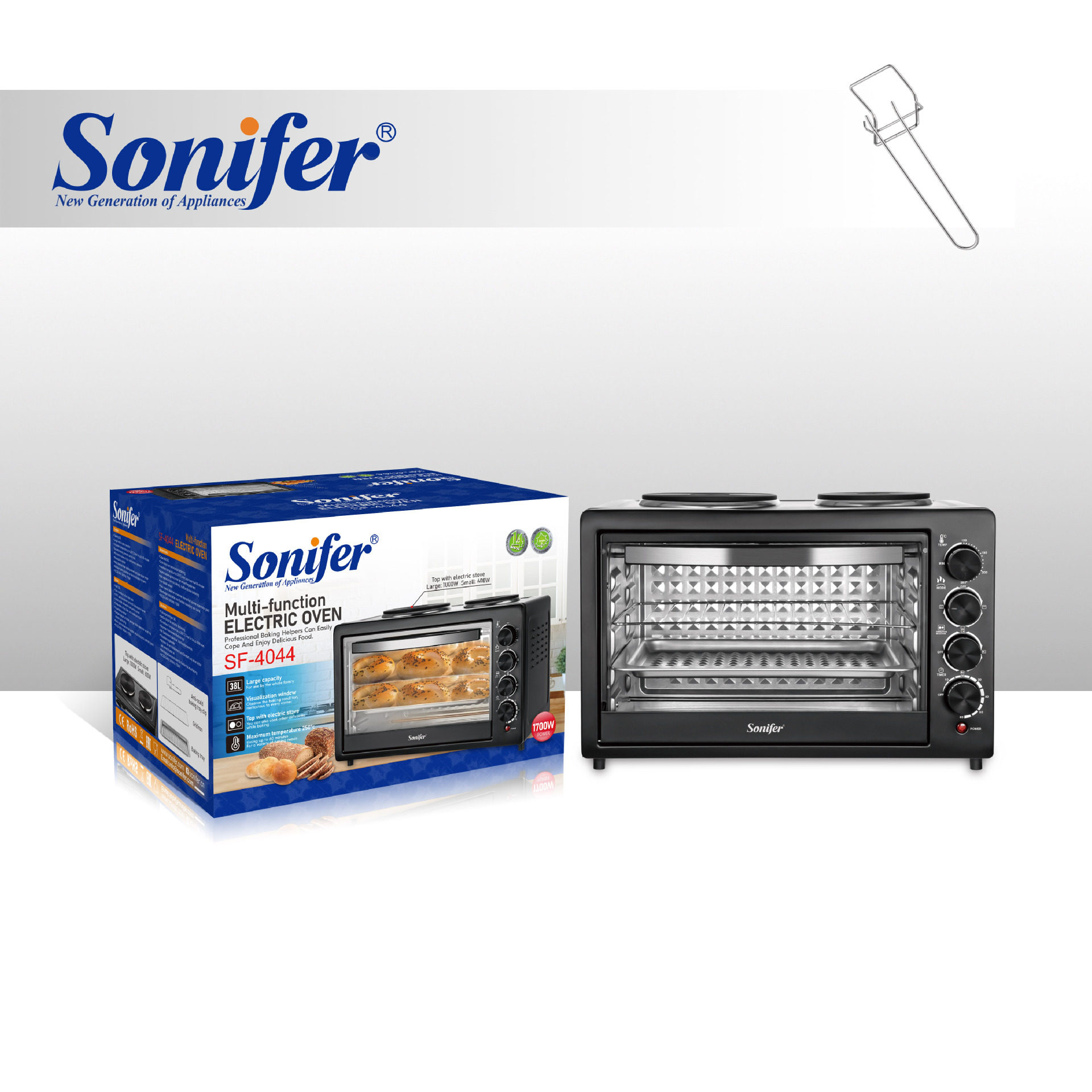 Sonifer SF-4044 38L机械旋钮大容量家用多功能电烤箱烘焙机 Oven