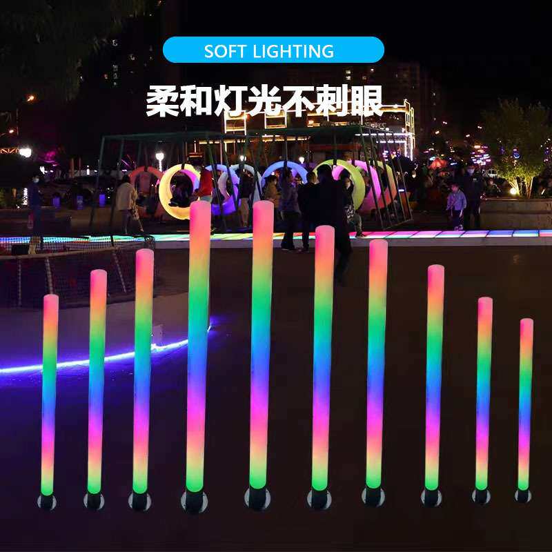 LED七彩流光柱户外防水发光炫彩圆柱感应灯光装置公园景区互动灯