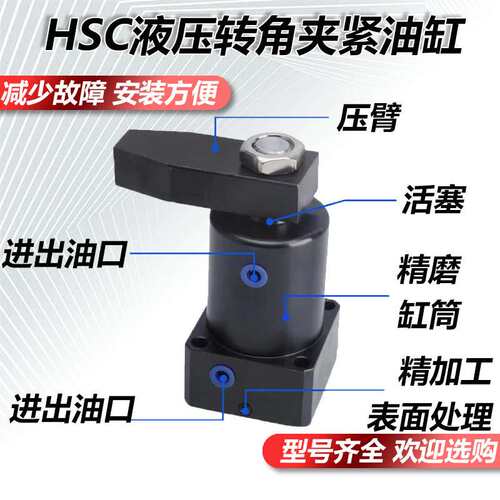 液压转角油缸HSC/CHS25/32/40/50/63SR/SL旋转90度工装夹具双缸
