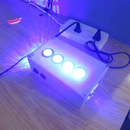 24个1W蓝光LED灯珠24瓦450-465nm蓝光四孔光反应器用于科研实验