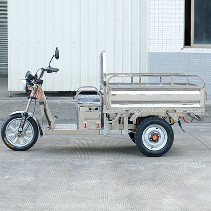 不锈钢电动三轮车1.3/1.5/1.6家用小型新款拉货摆地摊平板车载重