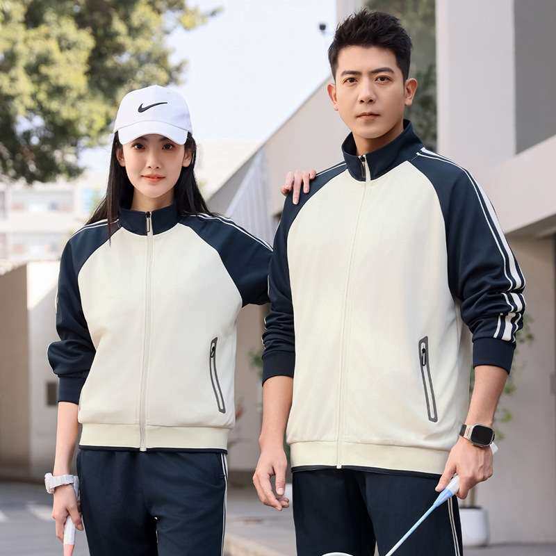 春秋季男女团服套装韩版时尚男女跑步休闲运动服情侣套装可印logo