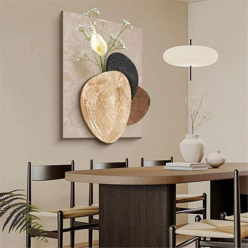 双层立体雕刻奶油风绿植竖款电表箱装饰画推拉配电箱开关遮挡挂画