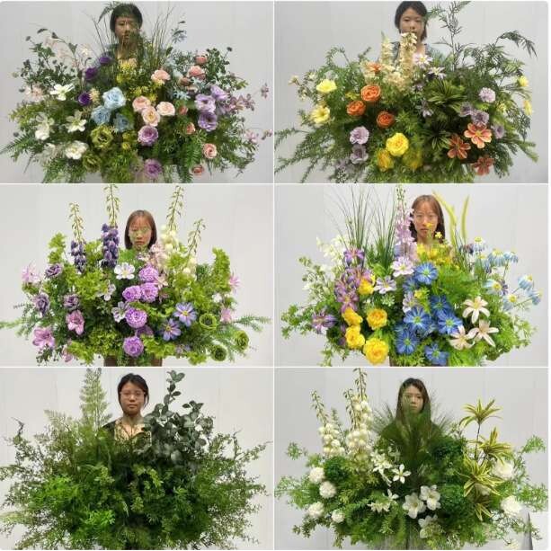 森系地排花芦荀草花排婚礼堂订婚结婚舞台背景布置装饰仿真花艺