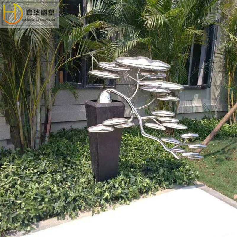 不锈钢石头落地雕塑工艺品酒店入口水景模型创意抽象镜面落地摆件