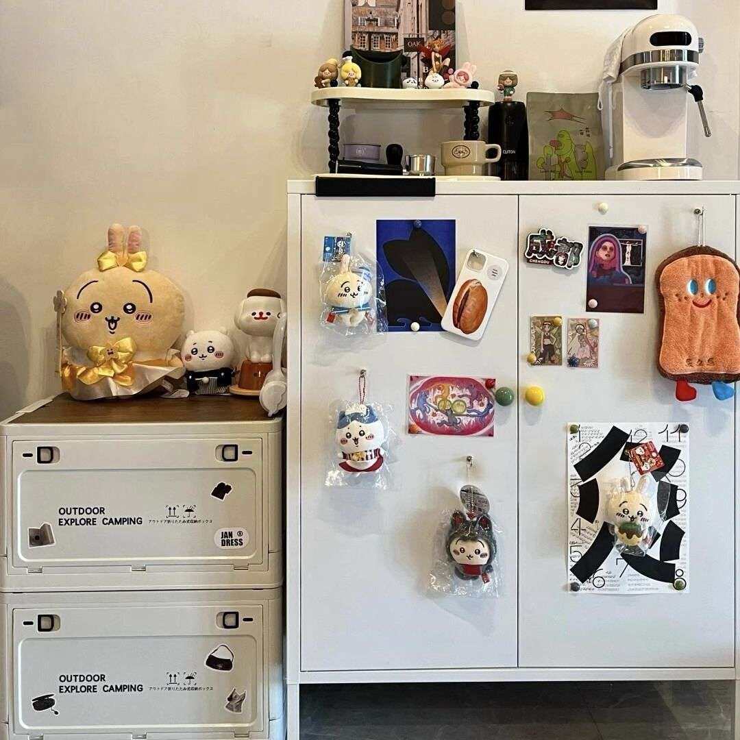 中古风贴纸铁皮柜铁艺法式柜子家居国风贴纸置物柜家具黑色柜子