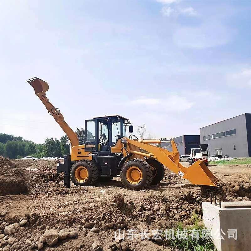 小型轮式挖掘机多功能小型挖掘装载机前铲后挖两头忙挖掘装载机