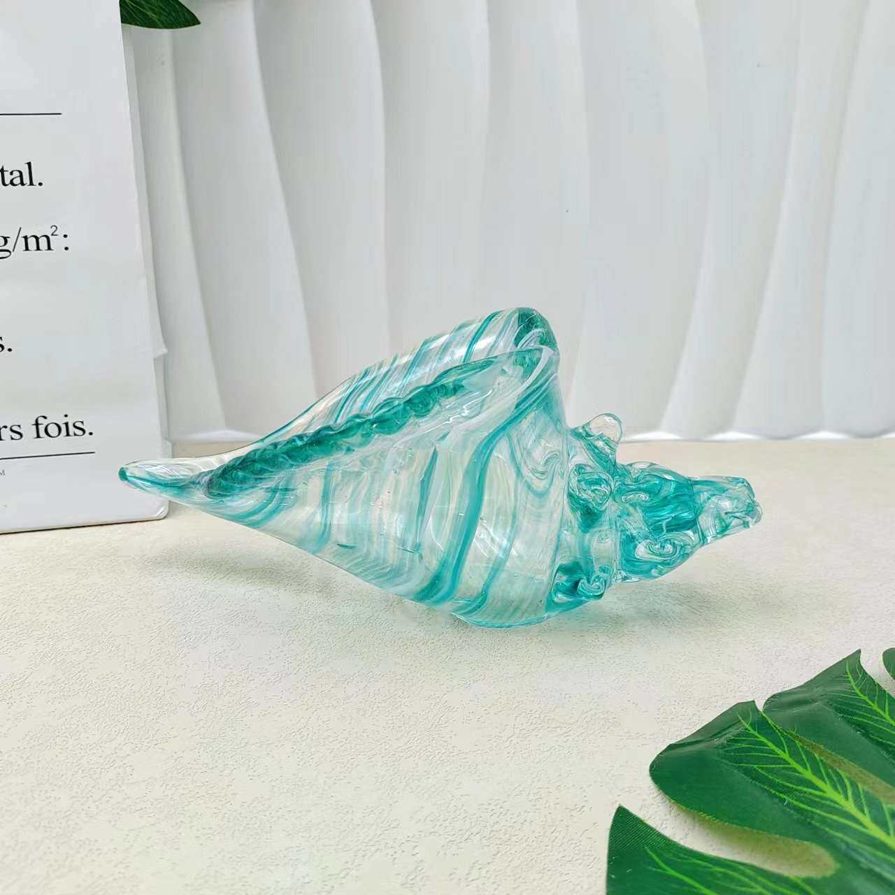 现代艺术贝壳海螺玻璃器皿果盘摆件样板间家居客厅餐桌玄关工艺品