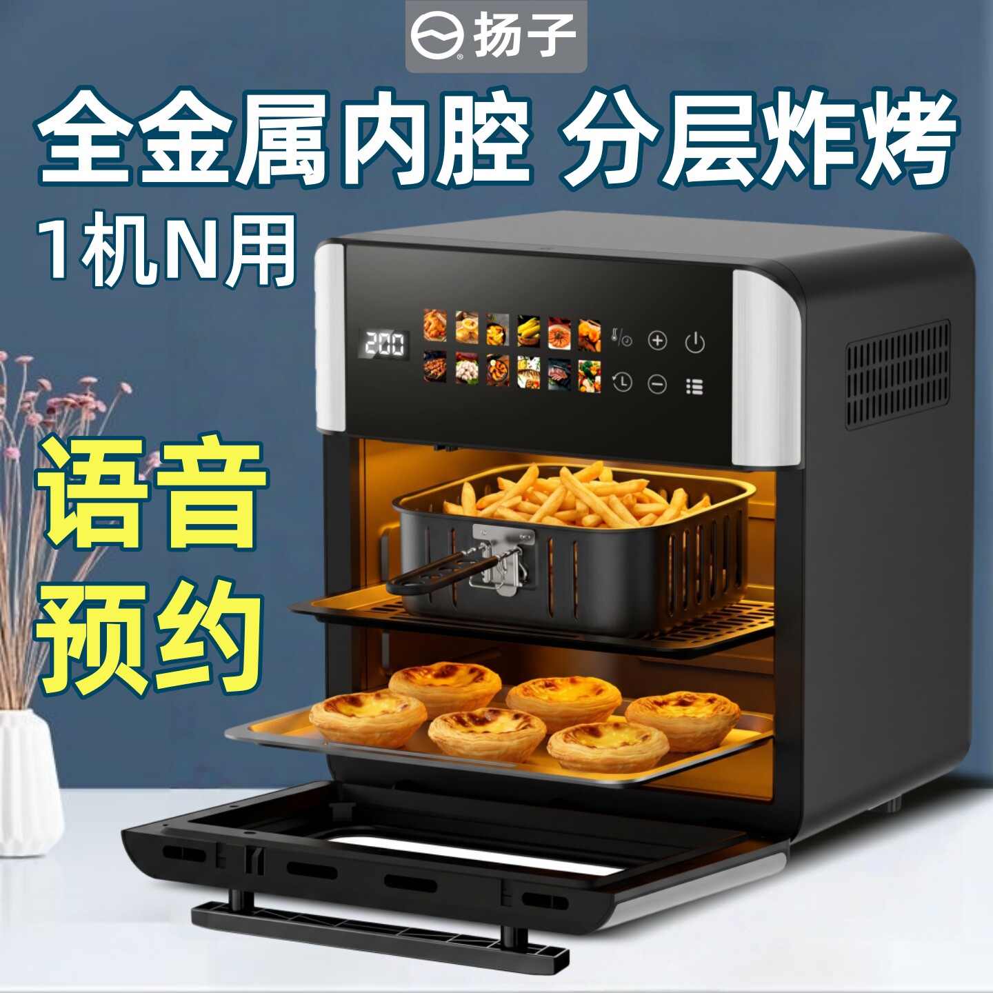 扬子2026家用新款电烤箱小型迷你风炉烘焙专用空气炸锅蒸烤一体机