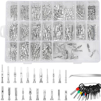 420PCS盒装 非绝缘s插头公母压接密封线连接器+18针提取器