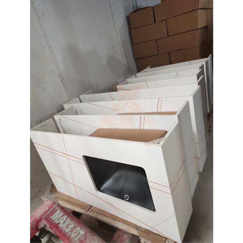 现货仿天然大理石纹阳台柜台面微晶石按图加工公共厕所洗手台