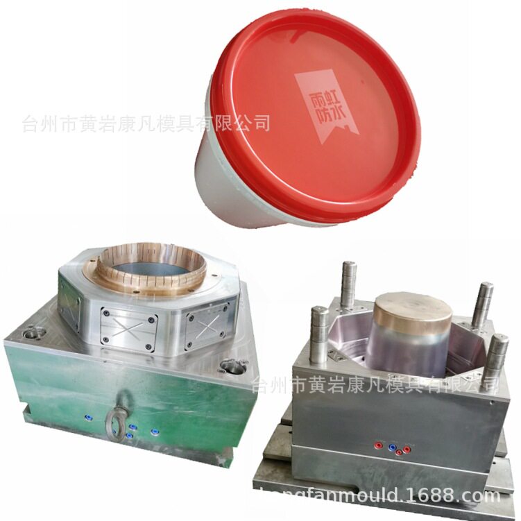 桶模具产业发展塑料涂料桶模具膜内贴标桶注塑模具纱桶模具