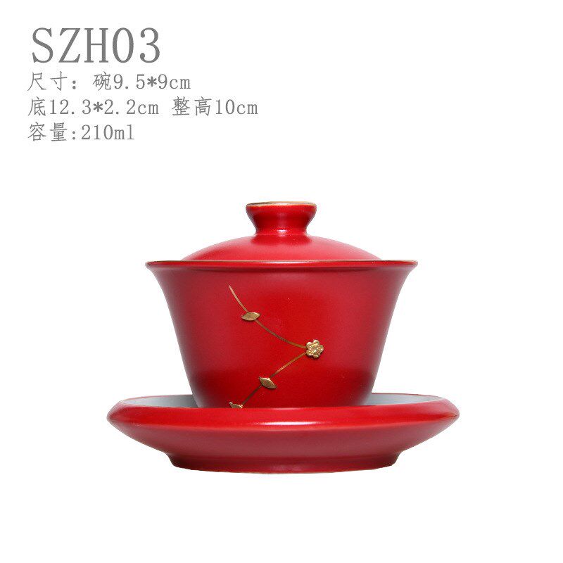汝窑三才盖碗锔钉敬茶杯子喜碗结婚陪嫁茶具婚礼改口对杯婚庆用品