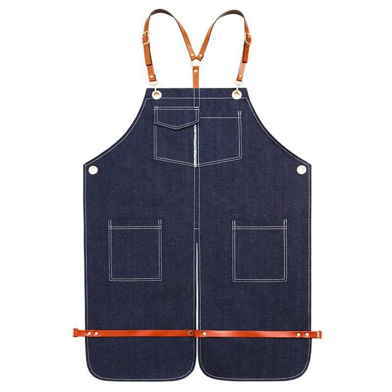 牛仔围裙定制LOGO男女工作服理发奶茶店餐厅烘焙美术画Z画围裙印