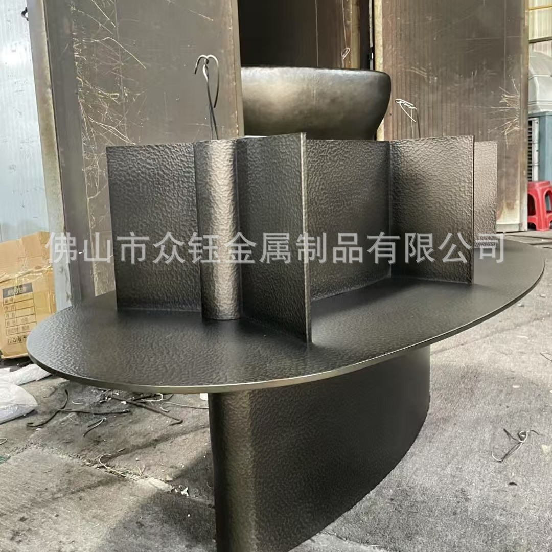 酒吧艺术小吧台纯手工锤纹上下双层哑光黑金品酒台
