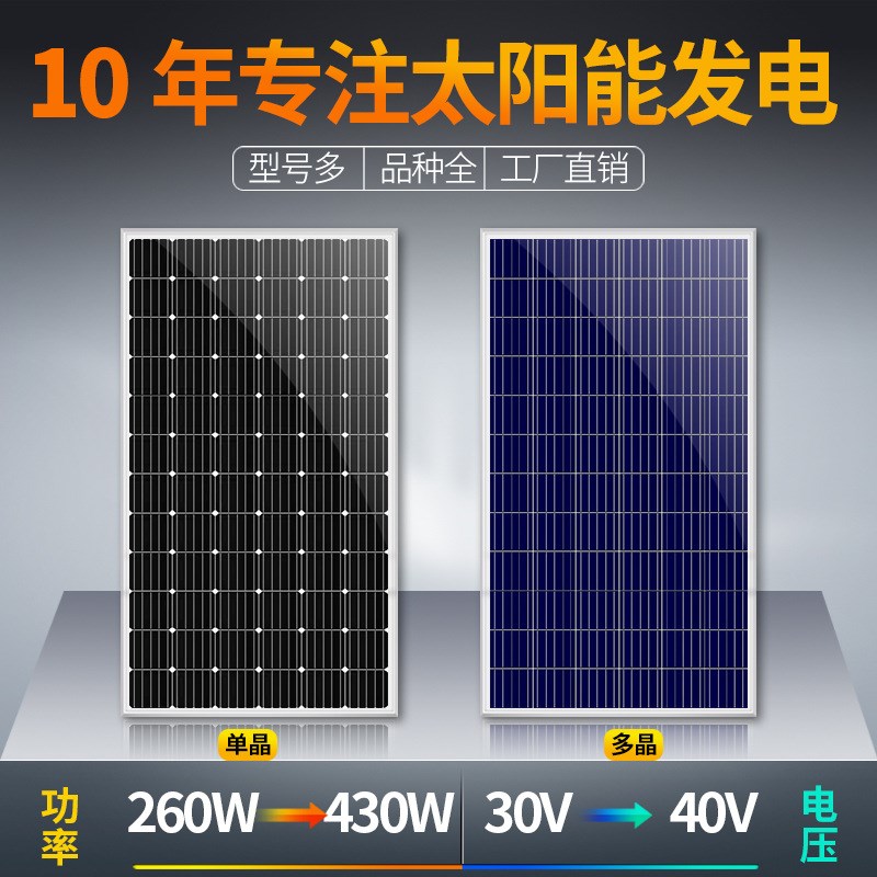AK太阳能板电池组件m光伏发电单晶50w18v充12v蓄电池路灯监控面板