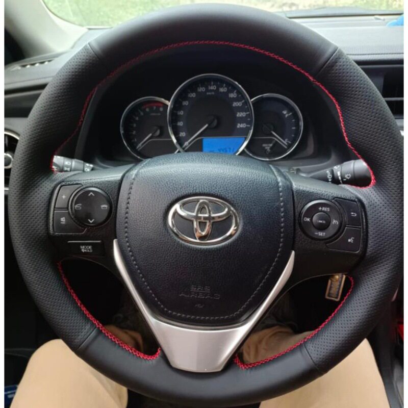 卡罗拉方向盘套真皮手缝141518年雷凌RAV4荣放把套全包