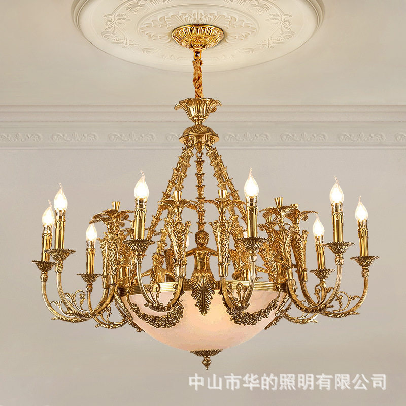 法式吊灯天使全铜大理石宫廷