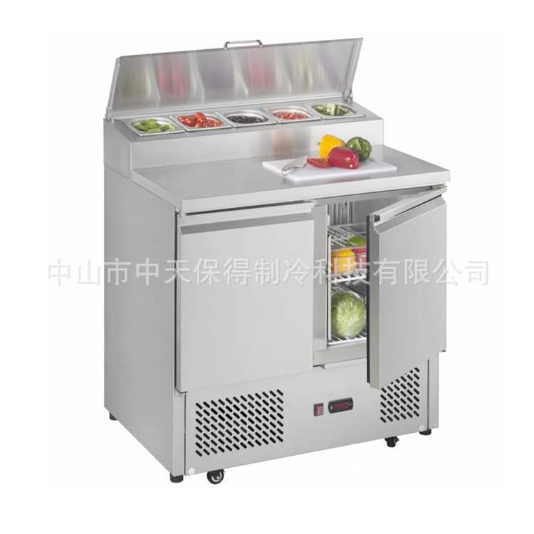 欧款披萨撒料操作台商用开槽沙拉台比萨工作台冷藏冷冻保鲜柜