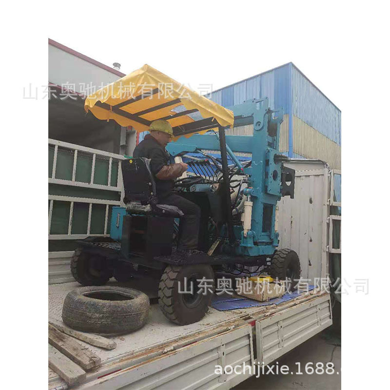 护栏打桩机 打拔钻一体护栏打桩机 小型轮式液压打桩机