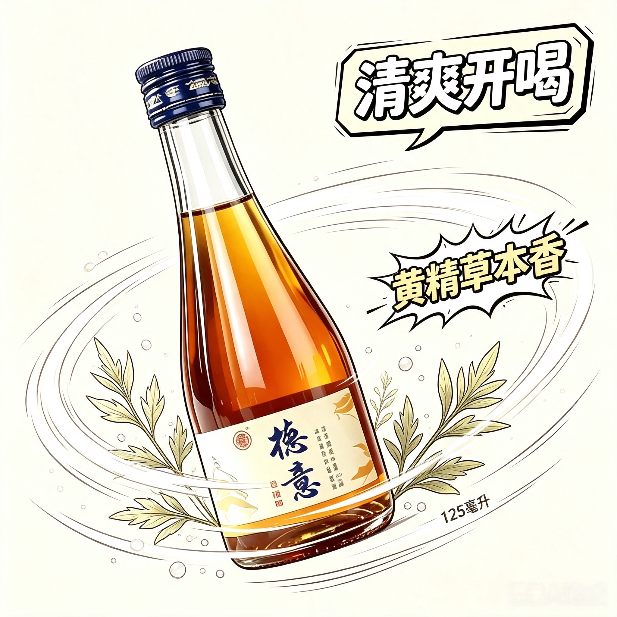 德意黄精酒零糖零添加38度125ml四瓶礼盒装送礼生日长辈聚会微醺图片