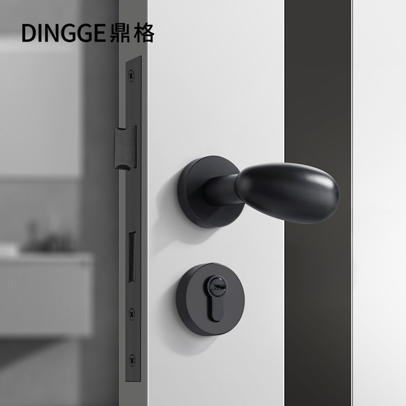 鹅蛋门把手卧室门锁室内磁吸静音复古房门锁法式儿童金色木门锁具