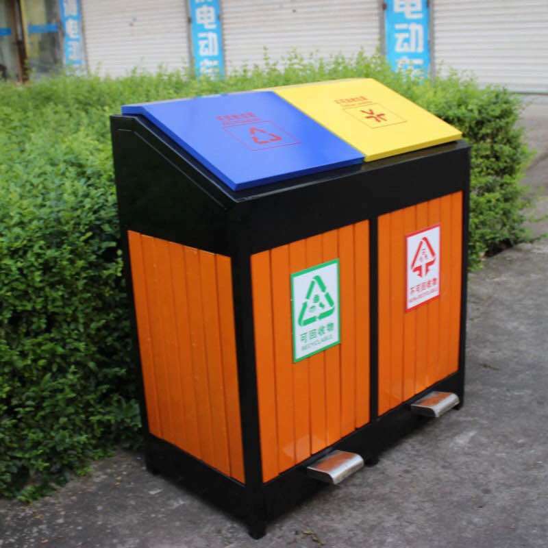 户外垃圾桶不锈钢双桶 小区环卫不锈钢桶 室外分类不锈钢垃圾桶