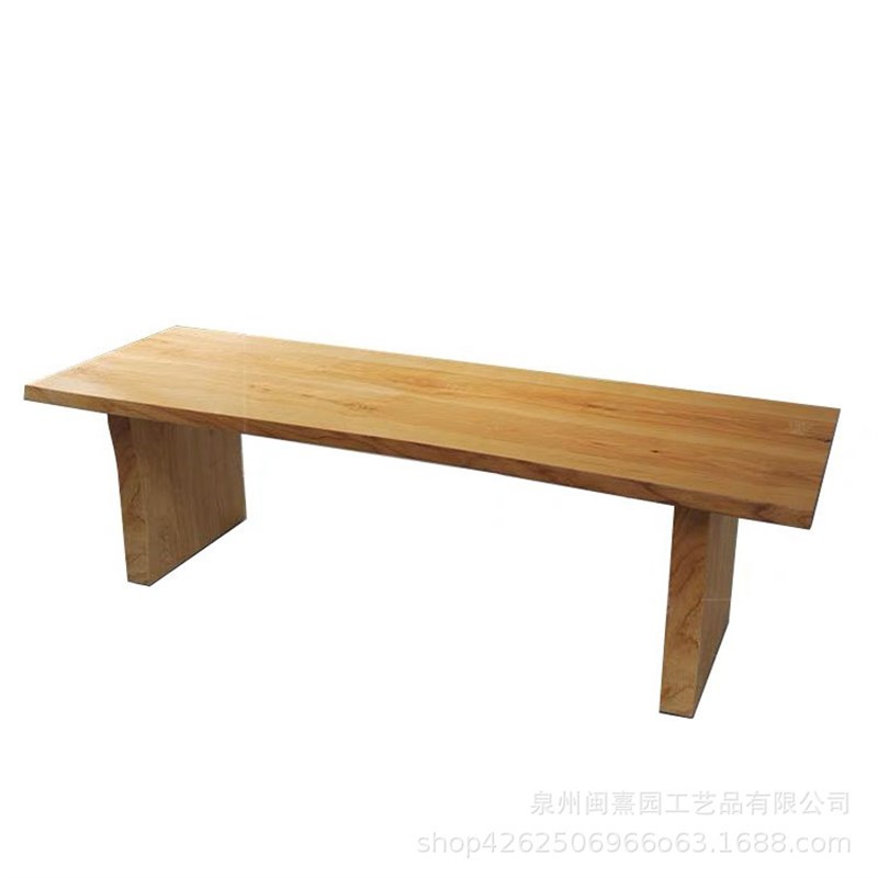 实木板式田园风桌子长方形原木大板E桌椅组合日式客厅餐桌泡茶桌