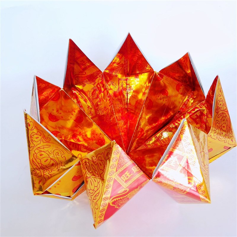成品旺旺金莲花聚宝盆纸扎手工折叠清明节用品烧W纸纸钱锡箔纸