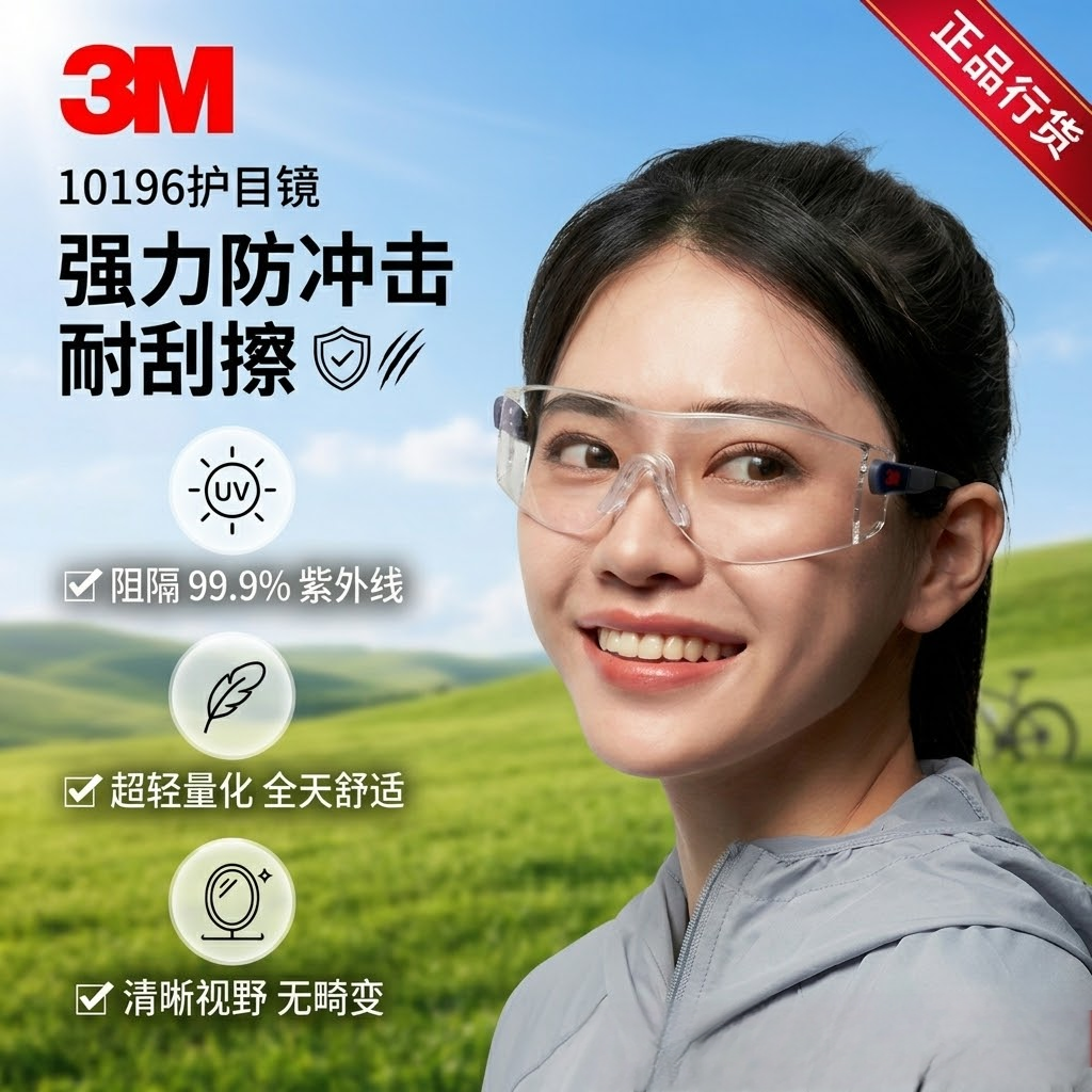 3M10196超轻防雾防紫外线护目镜