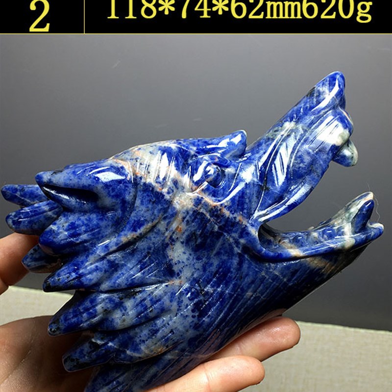 天然海洋碧玉龙血石紫云母虎眼石紫晶老鼠狼头雕刻件家居装饰摆件