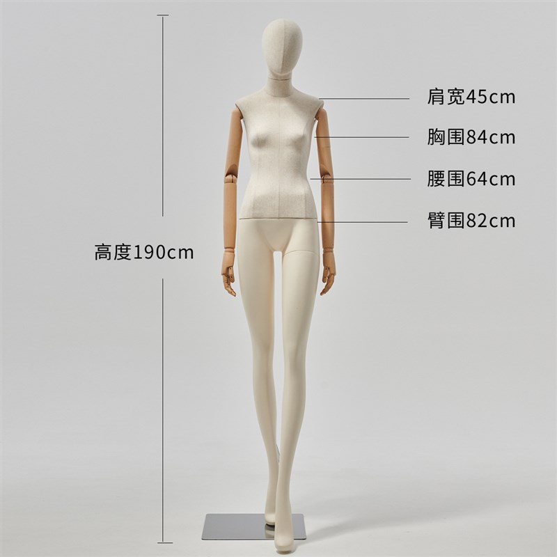 高档少女服装店橱窗假人偶体锁骨全身H包布实木手模特道具女展示