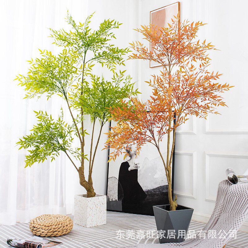 欧式风仿真植物南天竹仿真盆栽仿生绿植盆景假树造景客厅落地花艺
