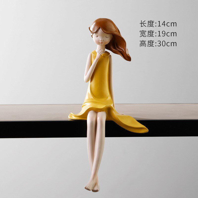 可爱少女心女孩小摆件树脂工艺品创意儿童房间电视柜桌面软装饰品