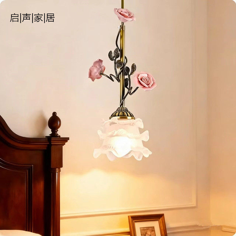 法式全铜玫瑰复古小吊灯