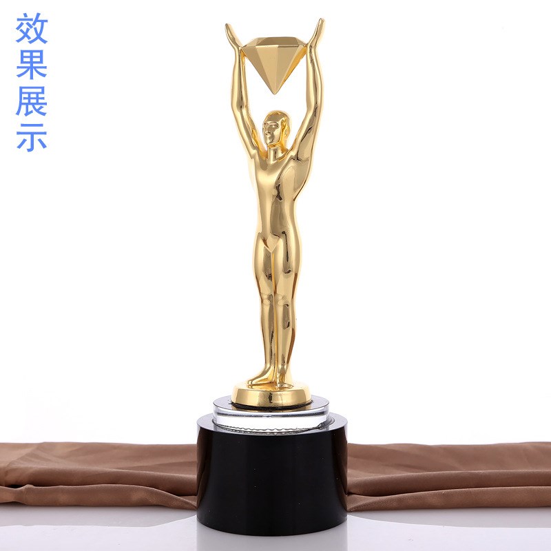 水晶金属手举钻石小金人奖杯 天使飞人创意庆活动纪念