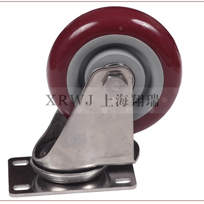 304不锈钢万向轮/4寸脚轮/100MM聚氨酯防锈轮子/静音转动推车轮子